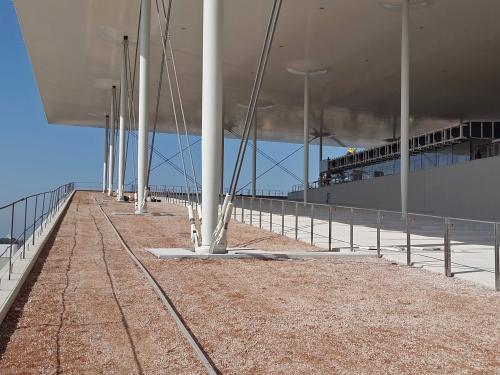 Substrate on a roof during green roof installation